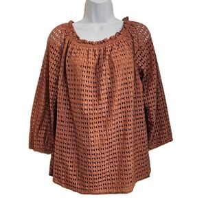 Jones New York  Bohemian Top Cut Out Over Lay sz L